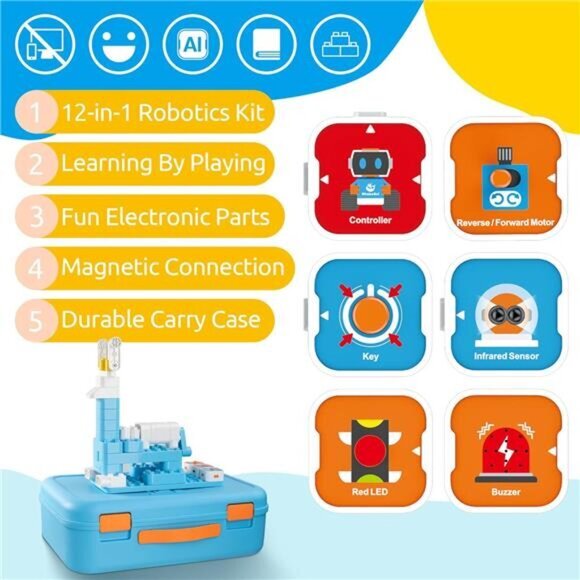 A3 Coding Robot for Kids, Multiple Sensors Coding Block STEM Building Set Toys - Picture 3 of 6